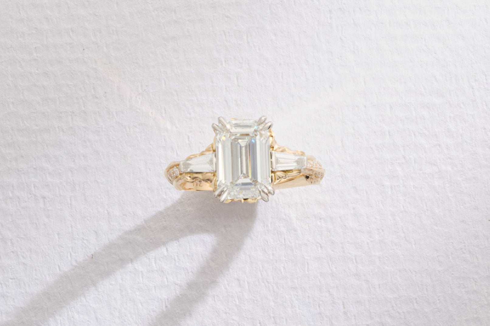 One-of-a-Kind Diamond Ring with Lily Detailing and Diamond Pavé