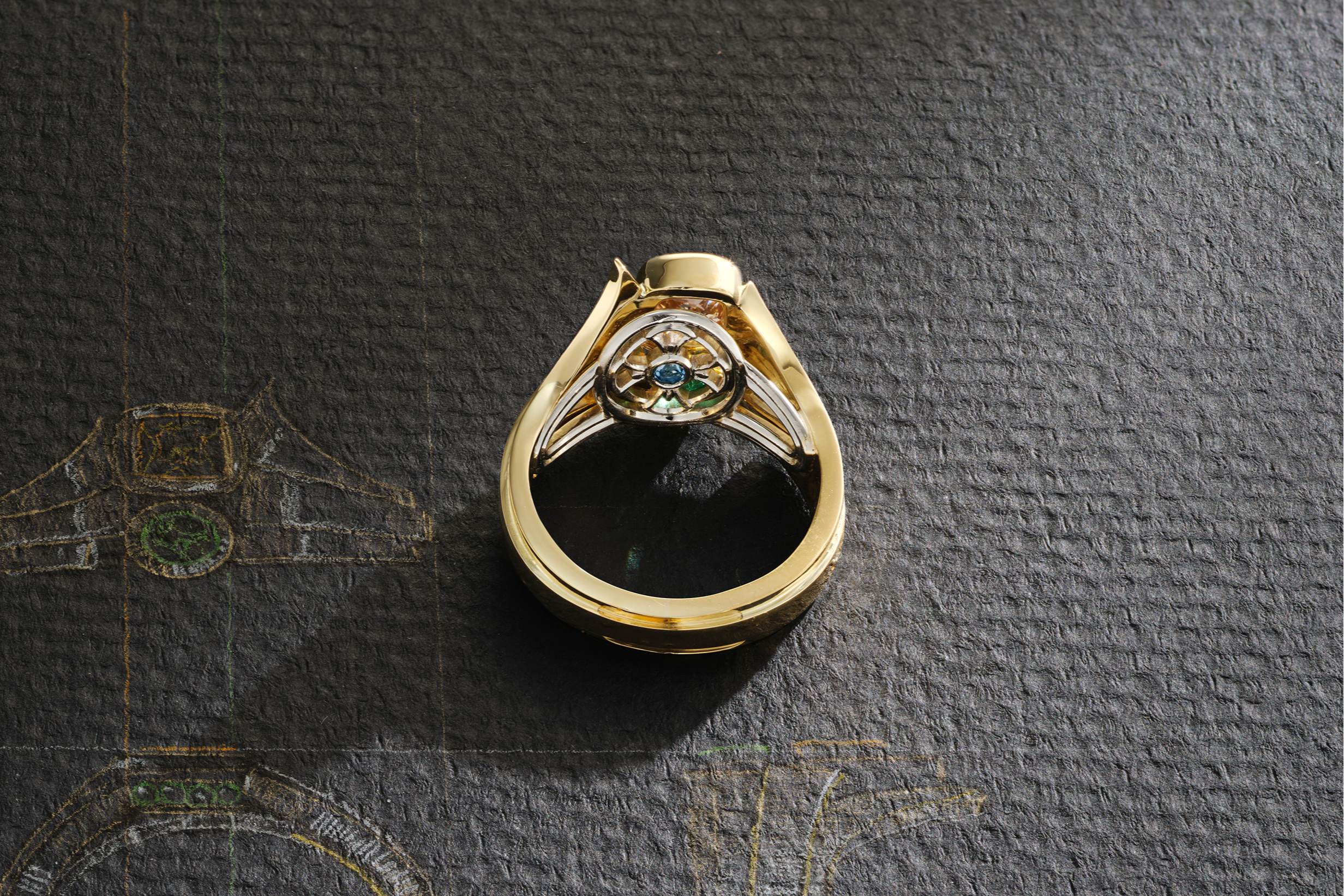 One-of-a-Kind Toi et Moi Chocolate Diamond and Emerald Ring