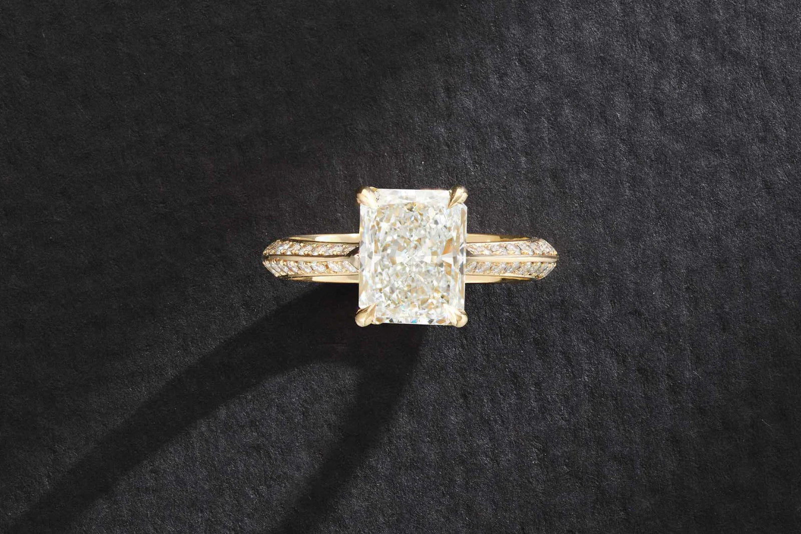 One-of-a-Kind Radiant Diamond Ring with Diamond Channel