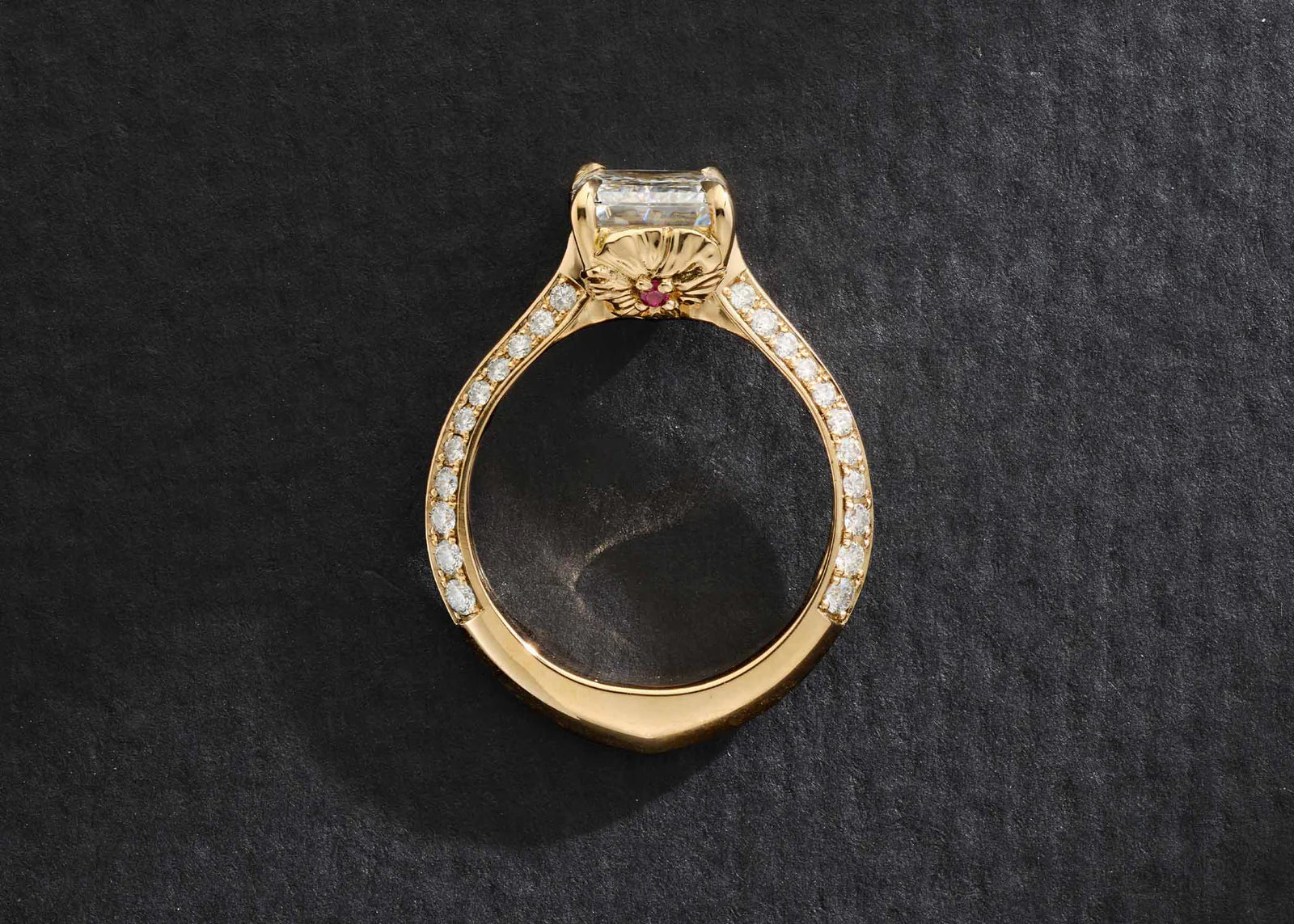 One-of-a-Kind Radiant Diamond Ring with Diamond Channel