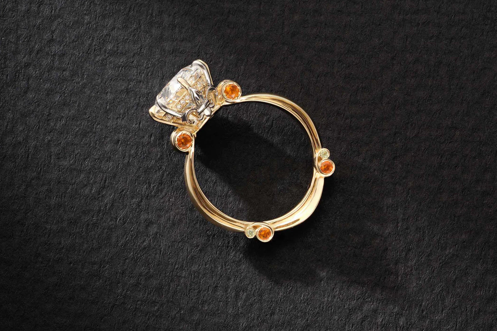 One-of-a-Kind Oval Diamond with Citrine and Peridot