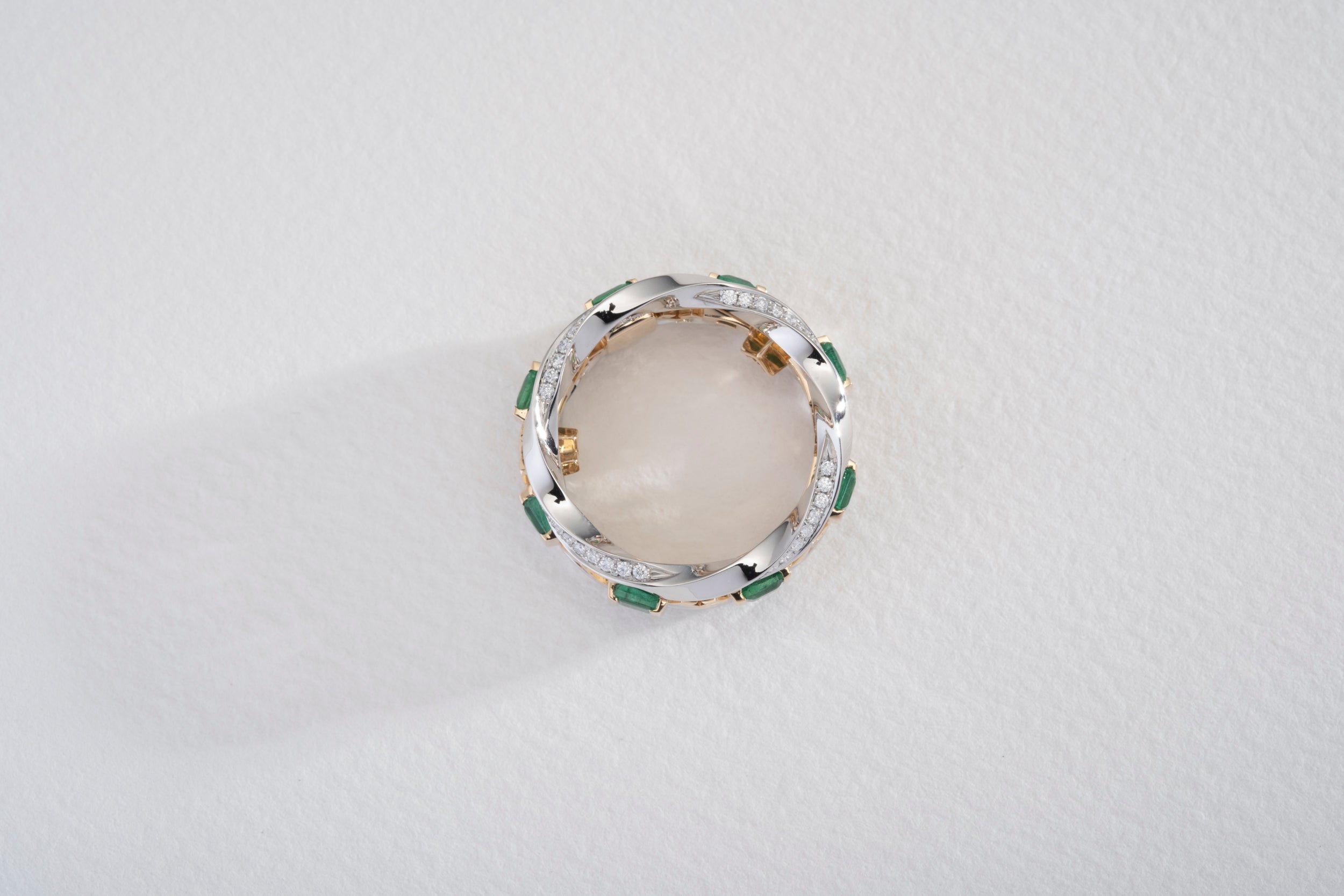 One-of-a-kind Emerald and Diamond Wedding Band