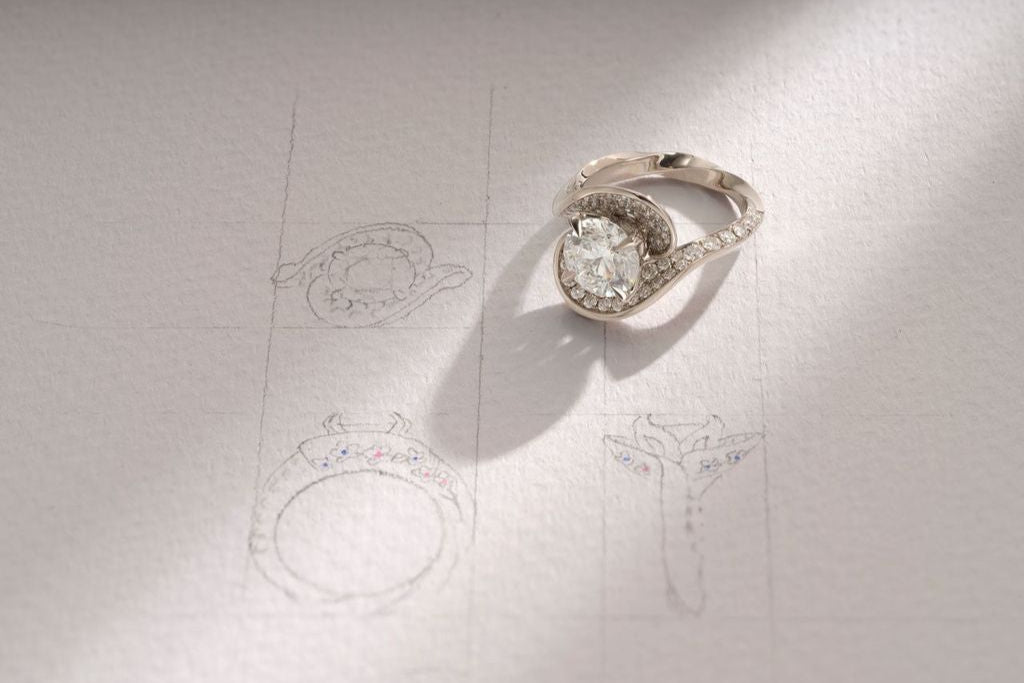 One-of-a-Kind Round Diamond with Double Diamond Halo and Diamond Pavé