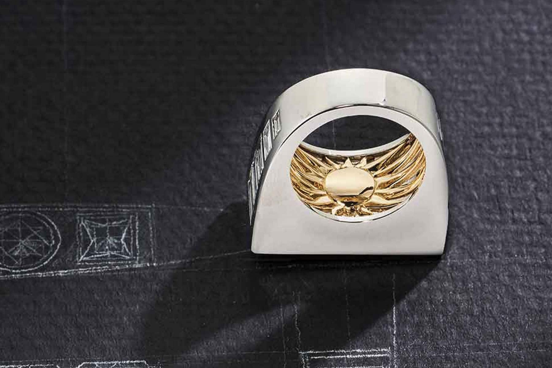 One-of-a-Kind Round Brilliant and Princess Cut Men's Ring