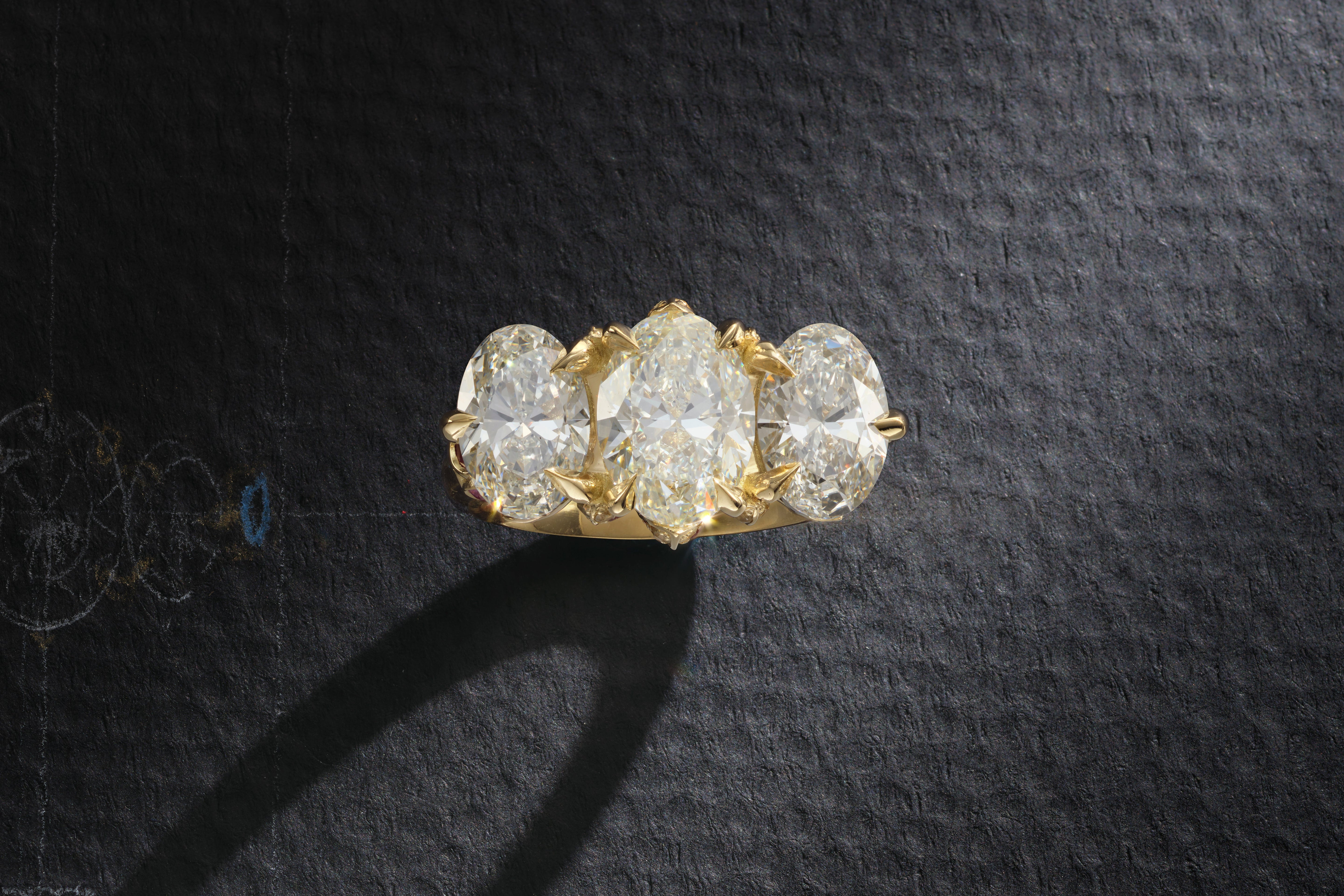 One-of-a-Kind Oval Diamond Ring with Ombre Sapphire