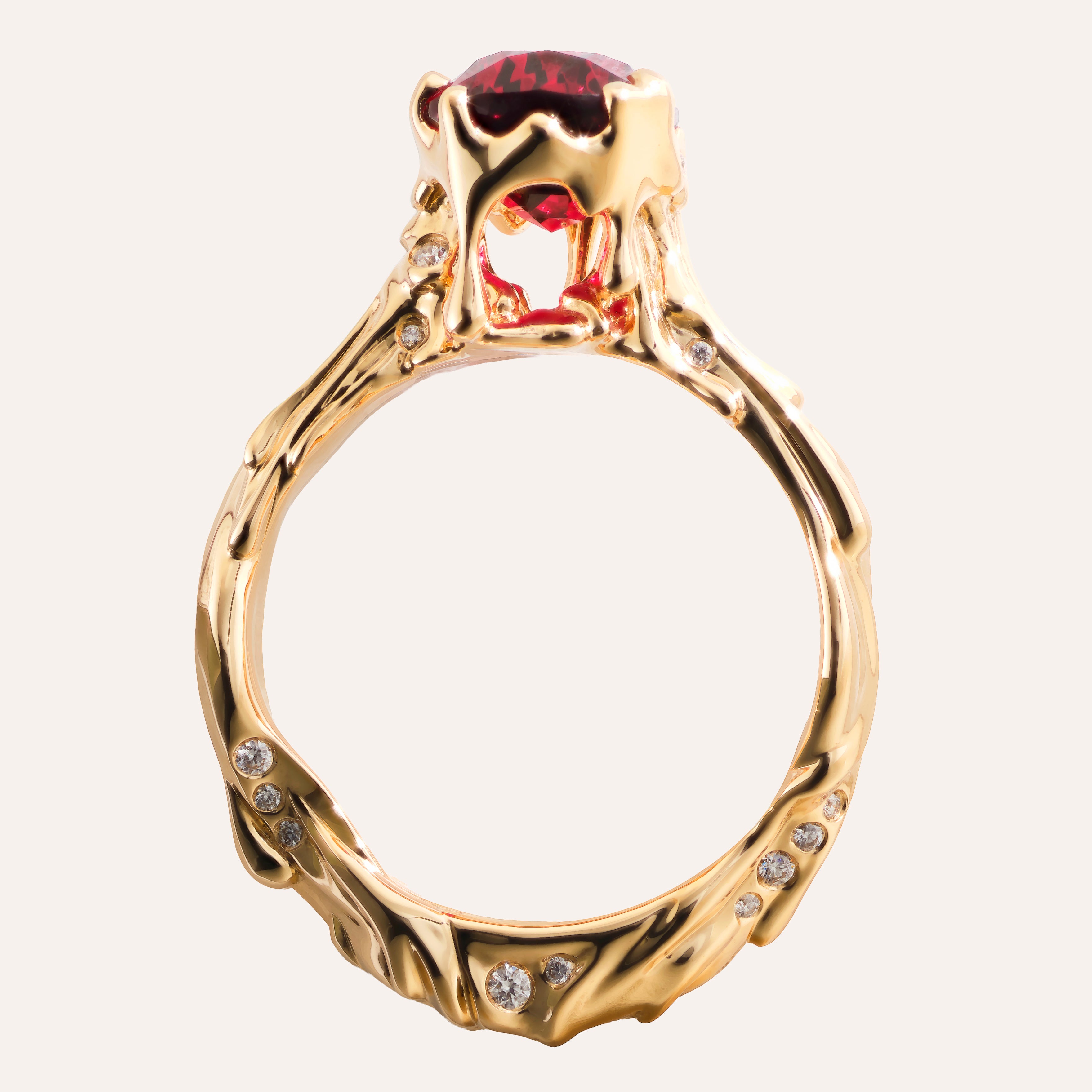 One-of-a-Kind Ruby Ring with Diamond Pavé