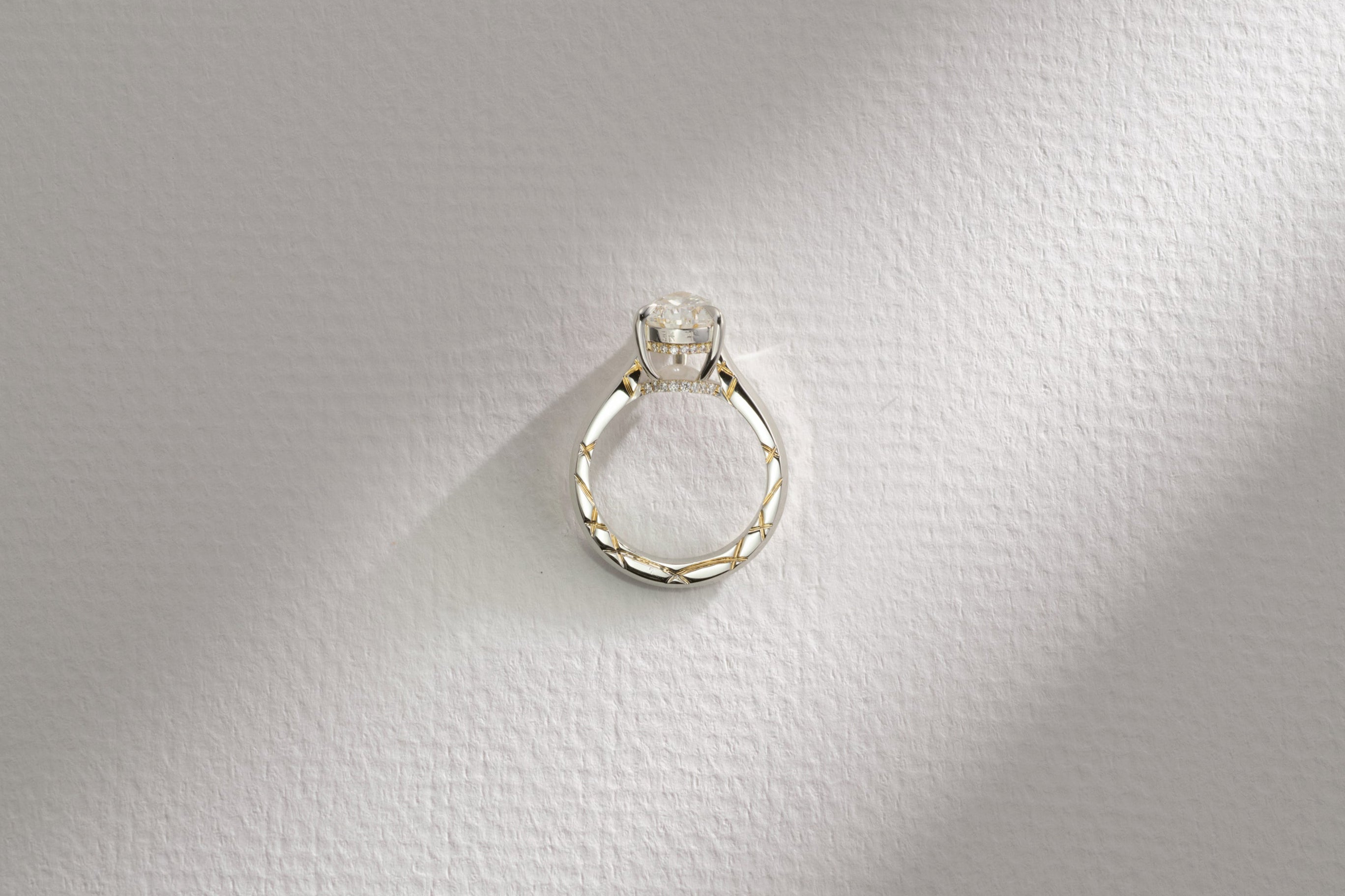 One-of-a-Kind Pear Diamond Ring with Gold Detailing