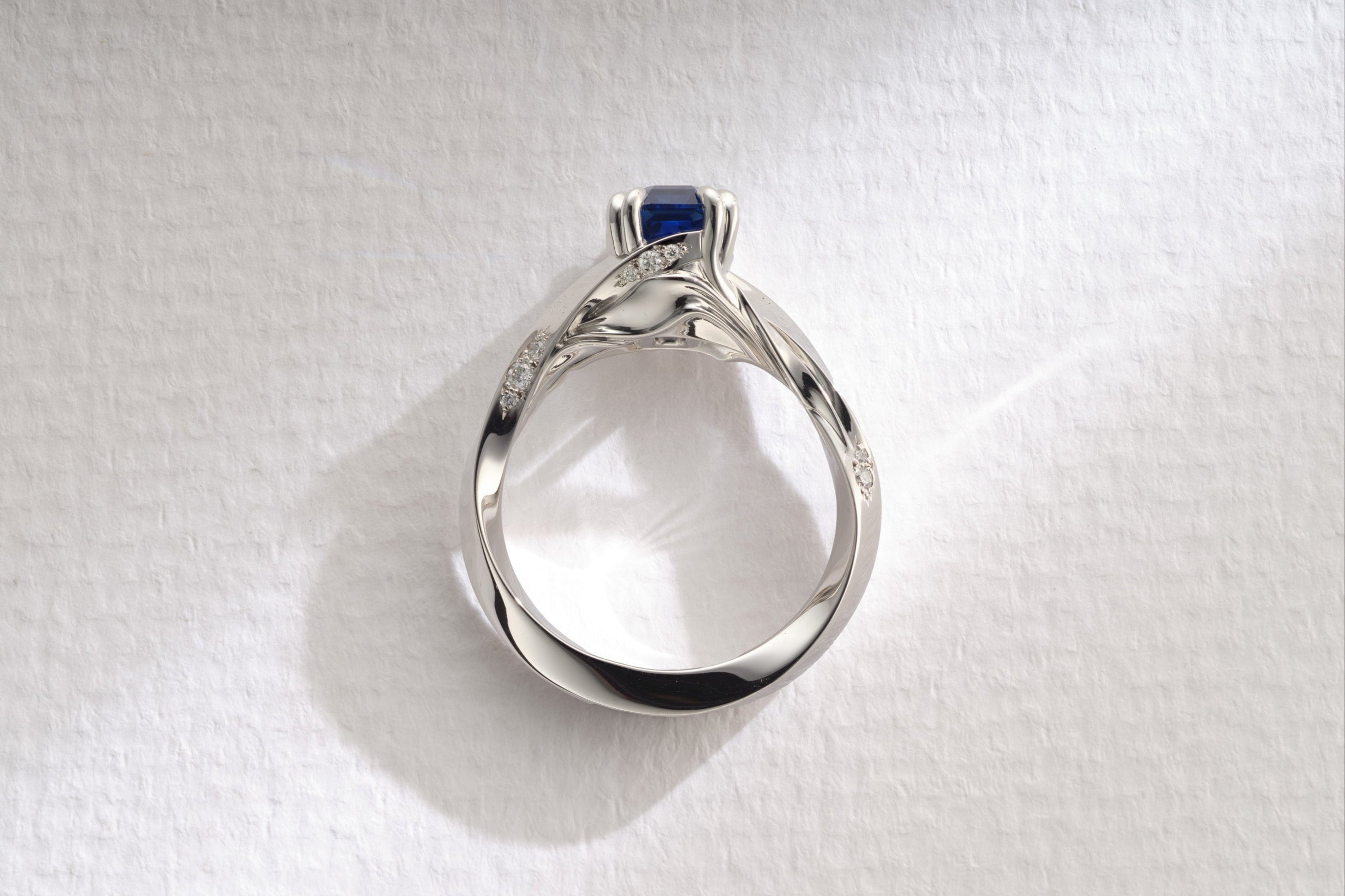One-of-a-Kind Blue Sapphire Ring with Wave Detail