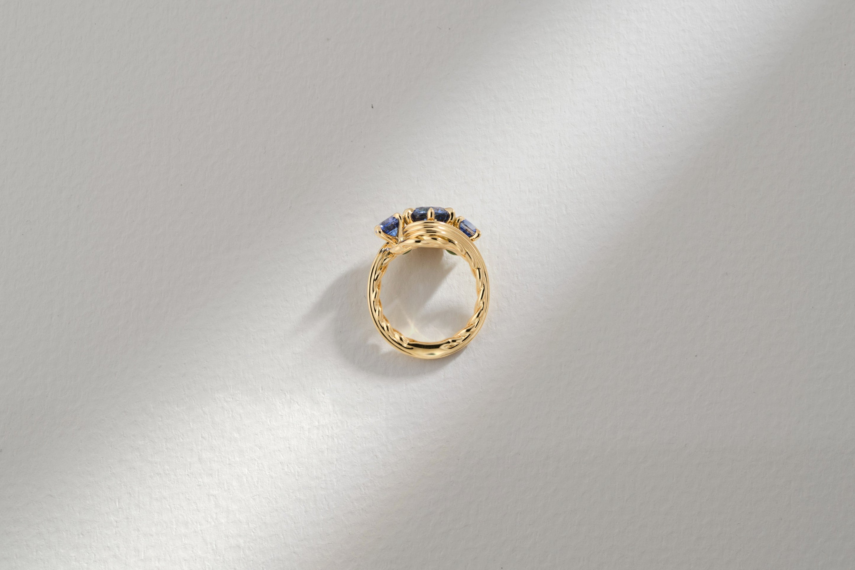 One-of-a-Kind Blue Sapphire Three Stone Ring