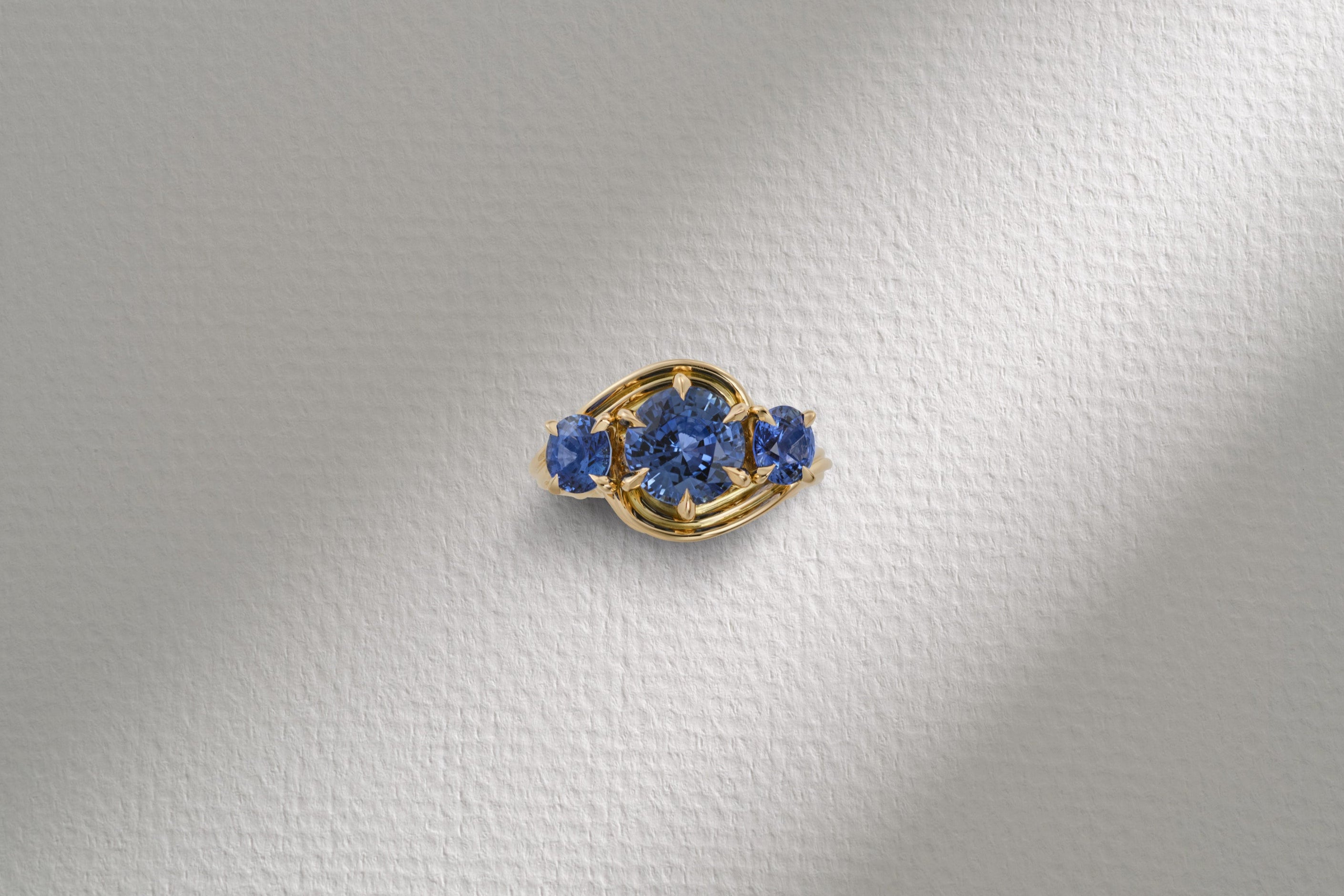One-of-a-Kind Blue Sapphire Three Stone Ring