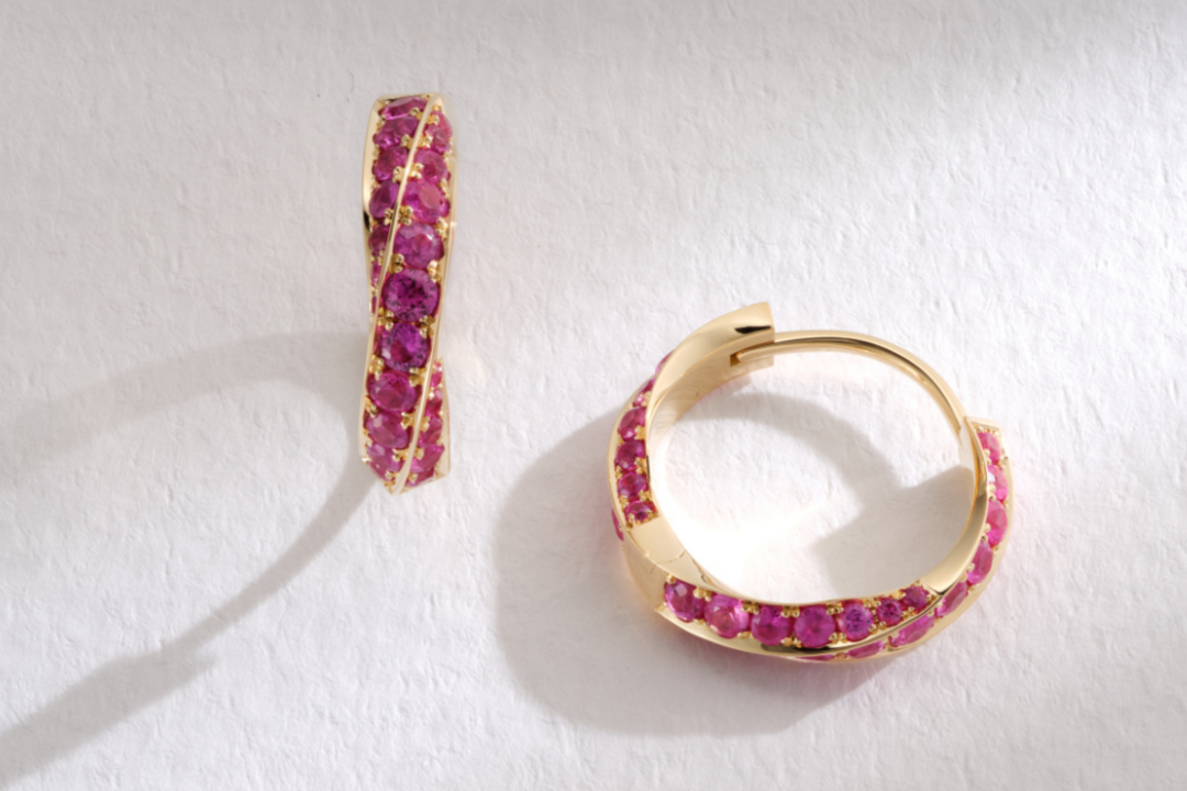 Carré Hoops Pink Sapphire Pavé