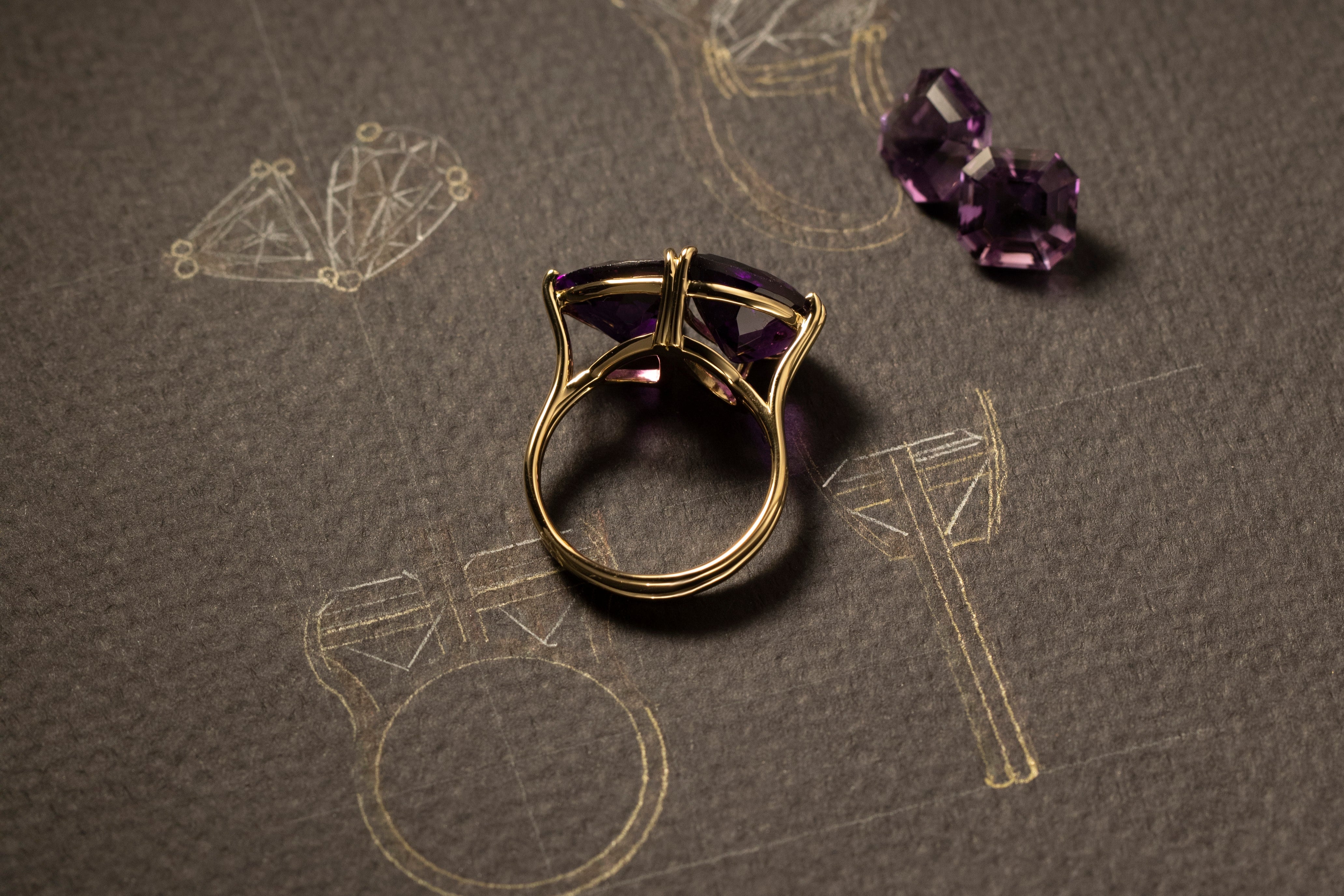 One-of-a-Kind Toi et Moi Purple Sapphire Ring