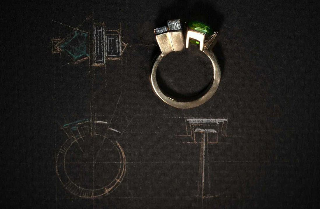 One-of-a-Kind Tourmaline and Diamond Baguette Ring