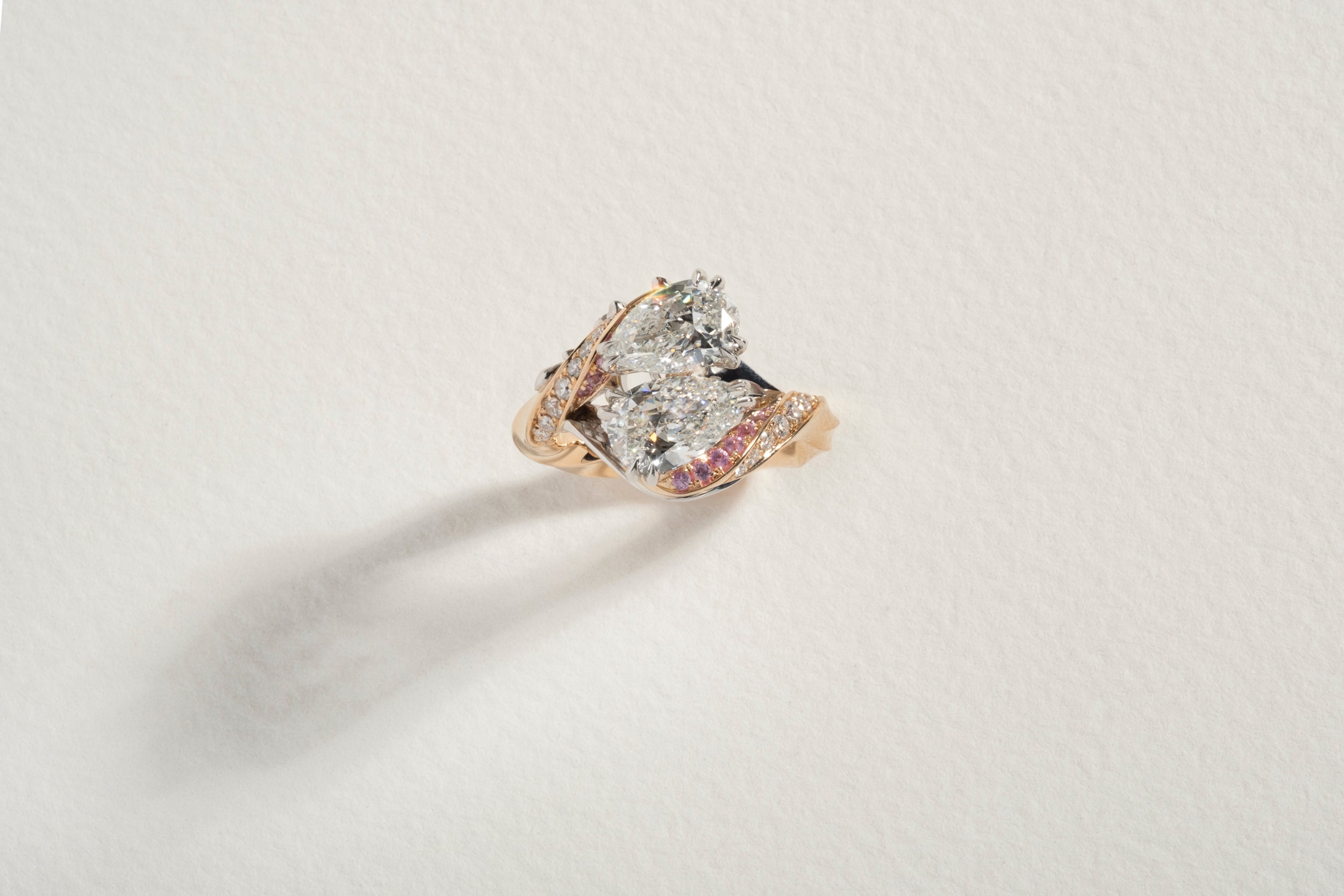 One-of-a-kind Toi et Moi Diamond Pear Ring