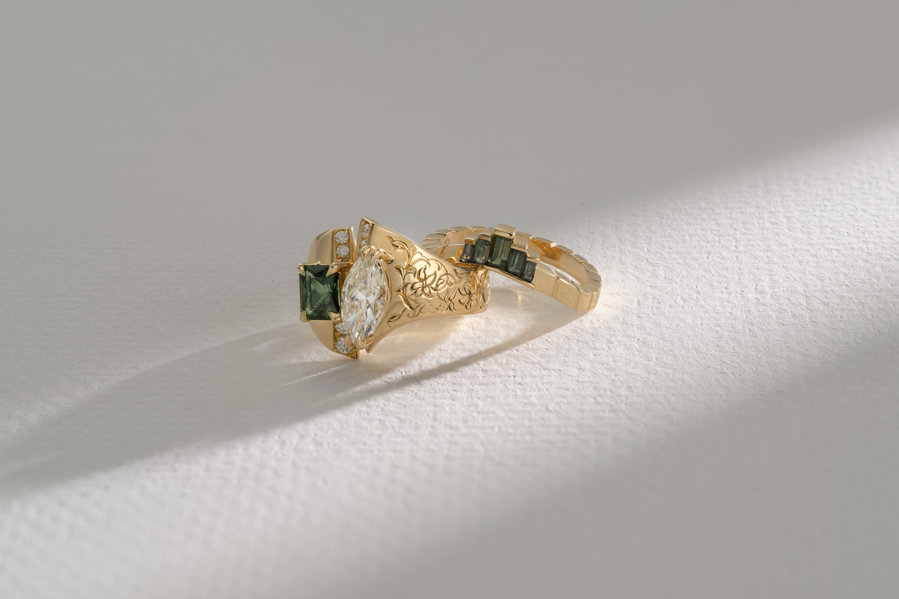 One-of-a-Kind Diamond and Sapphire Ring with Band