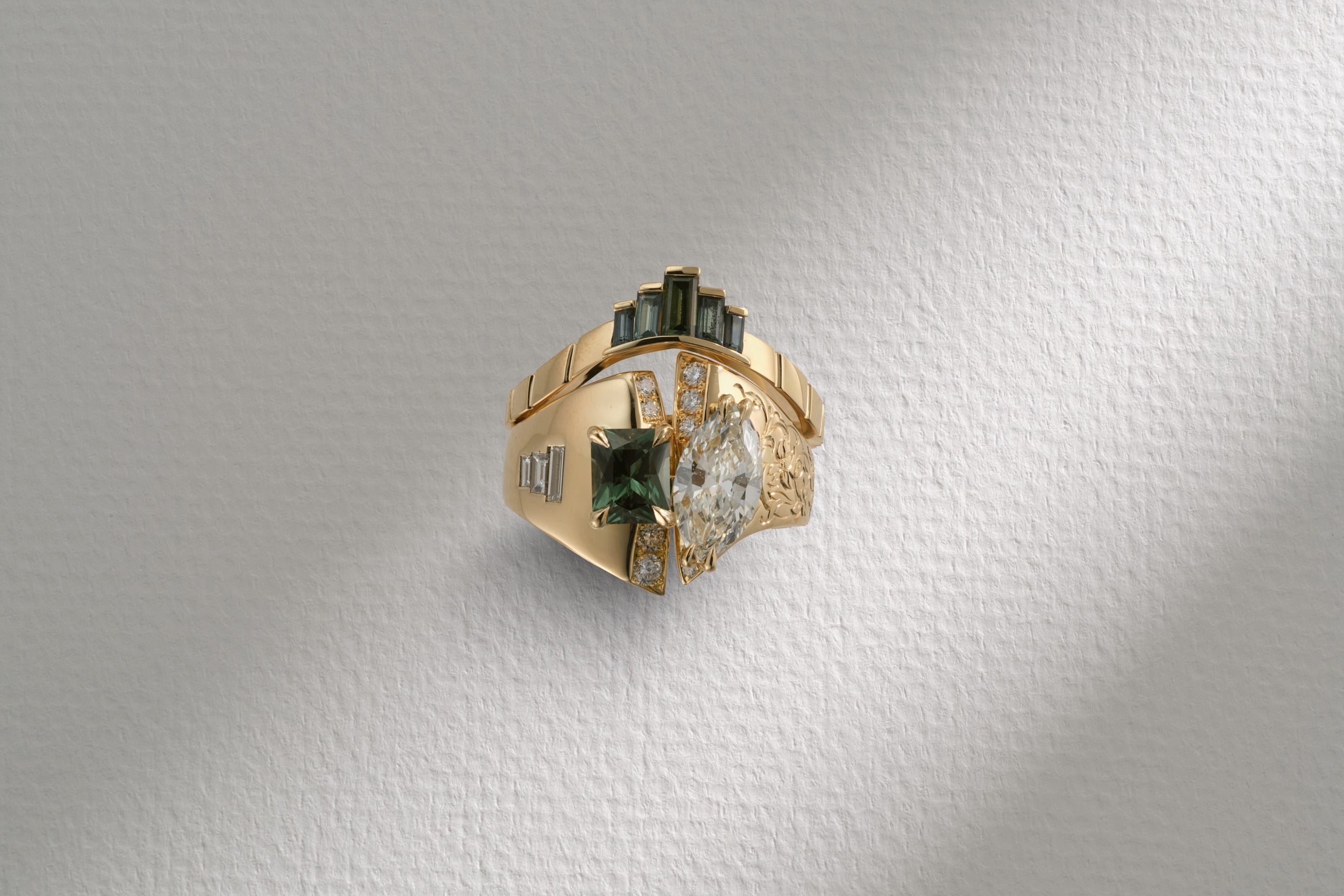 One-of-a-Kind Diamond and Sapphire Ring with Band