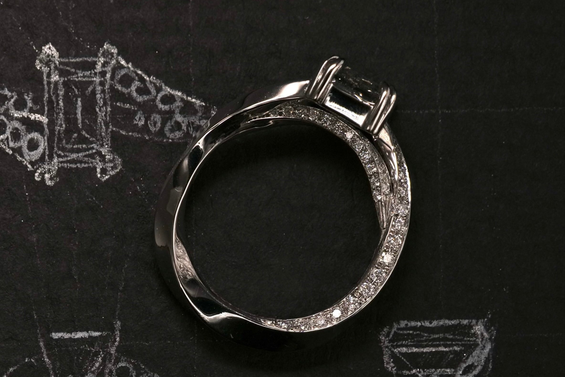One-of-a-Kind Emerald Cut Diamond Ring with Pavé Detailing