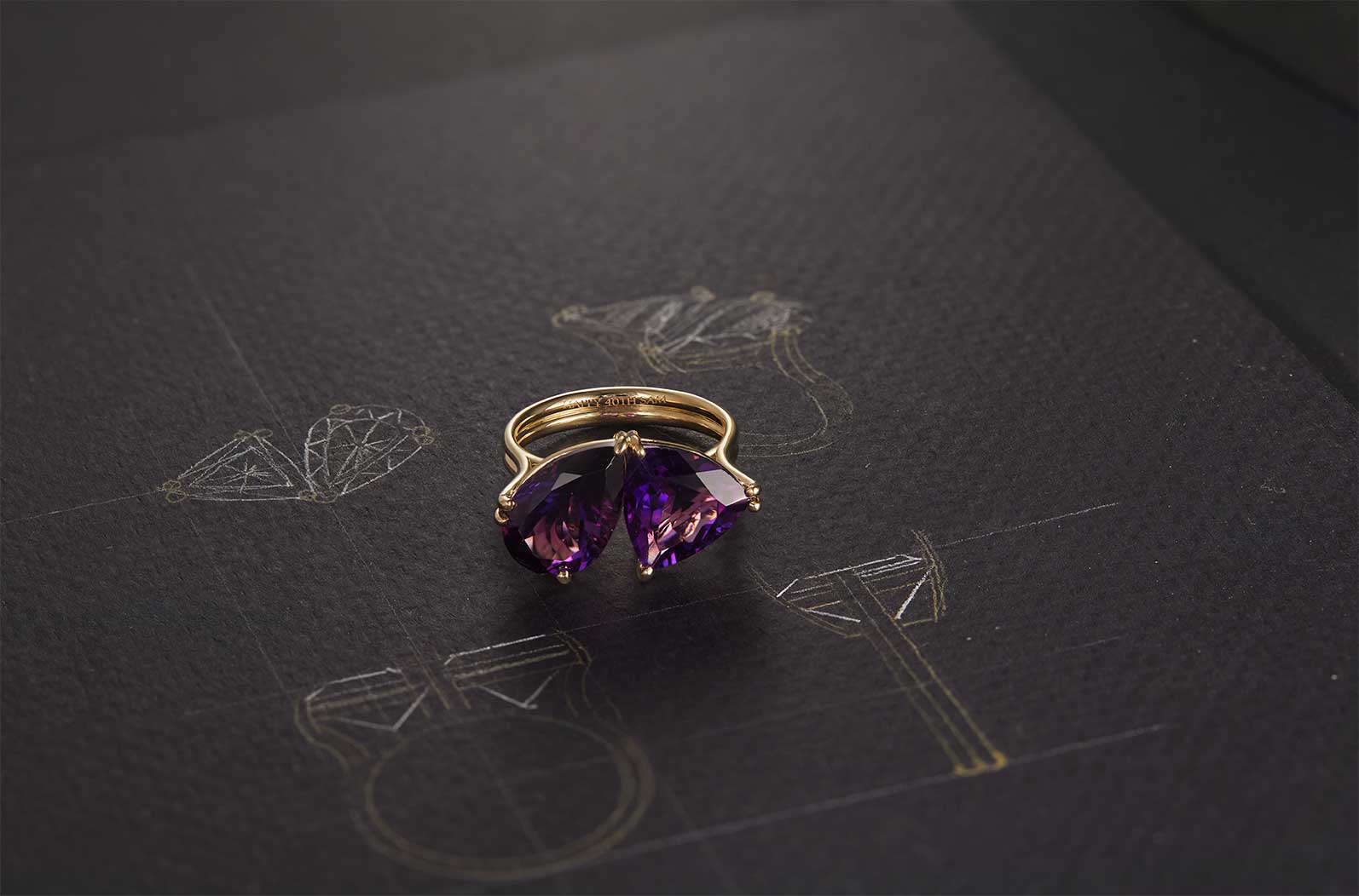 One-of-a-Kind Toi et Moi Purple Sapphire Ring