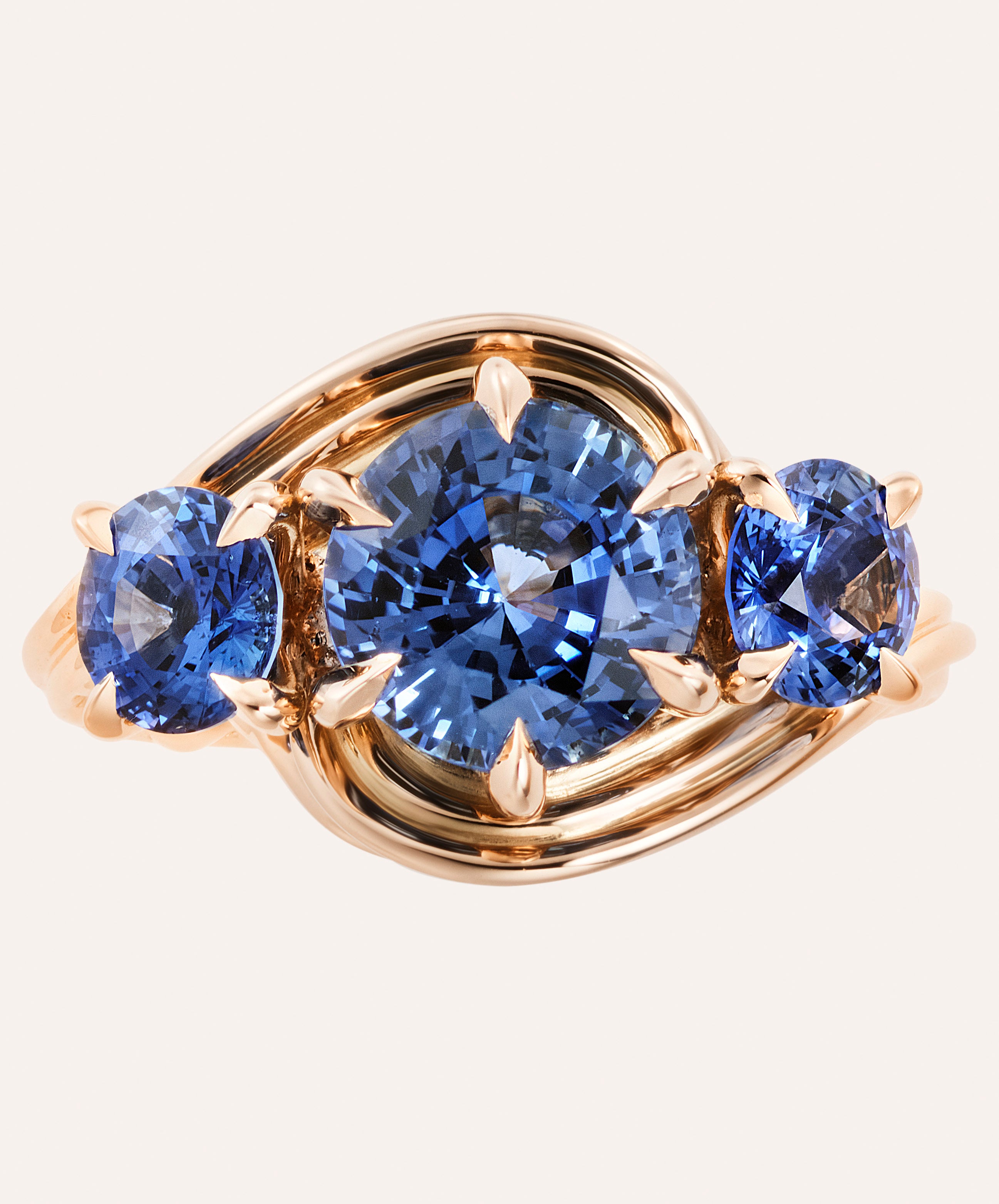 One-of-a-Kind Blue Sapphire Three Stone Ring